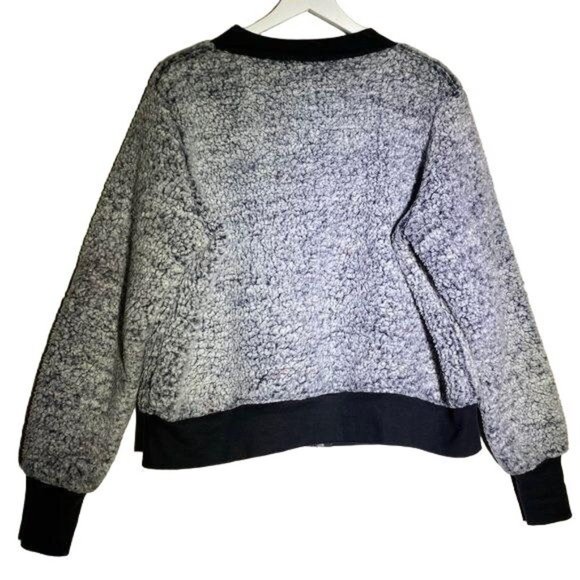 Gray Black Teddy Bomber Jacket XL Handmade - Picture 3 of 9